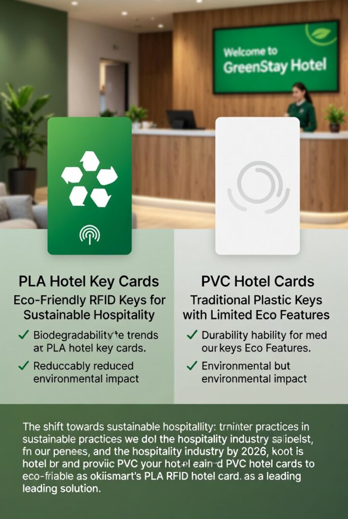 PLA vs PVC hotel key cards comparison table: sustainability, durability, compatibility and cost 2026